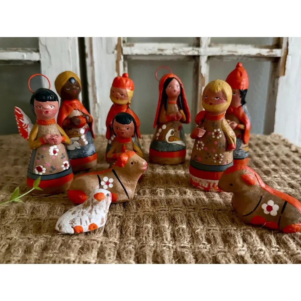 Mexican Terracotta Nativity Set | Hand Painted Folk Art